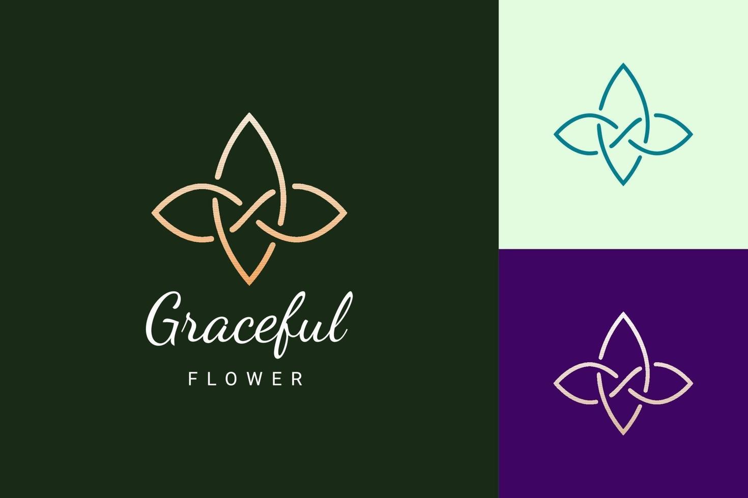 logotipo de beleza ou spa em forma de flor simples e luxuosa vetor