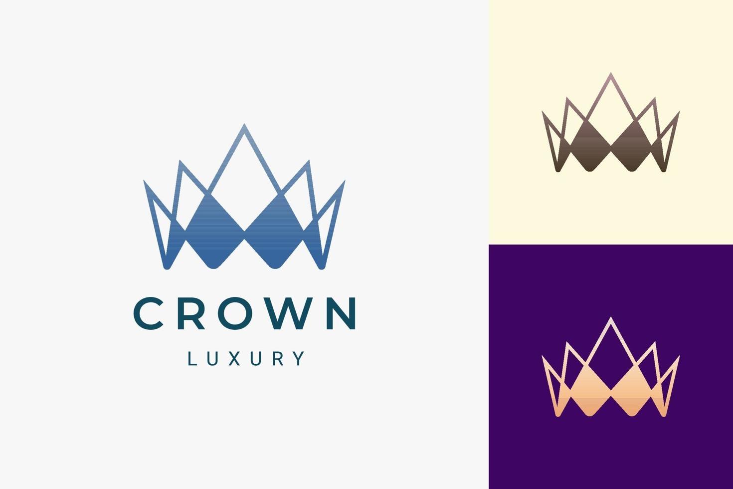 logotipo da coroa em estilo luxuoso representa rei e rainha vetor