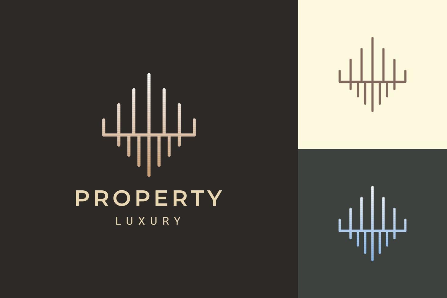logotipo do apartamento ou propriedade em formato de luxo e futurista vetor