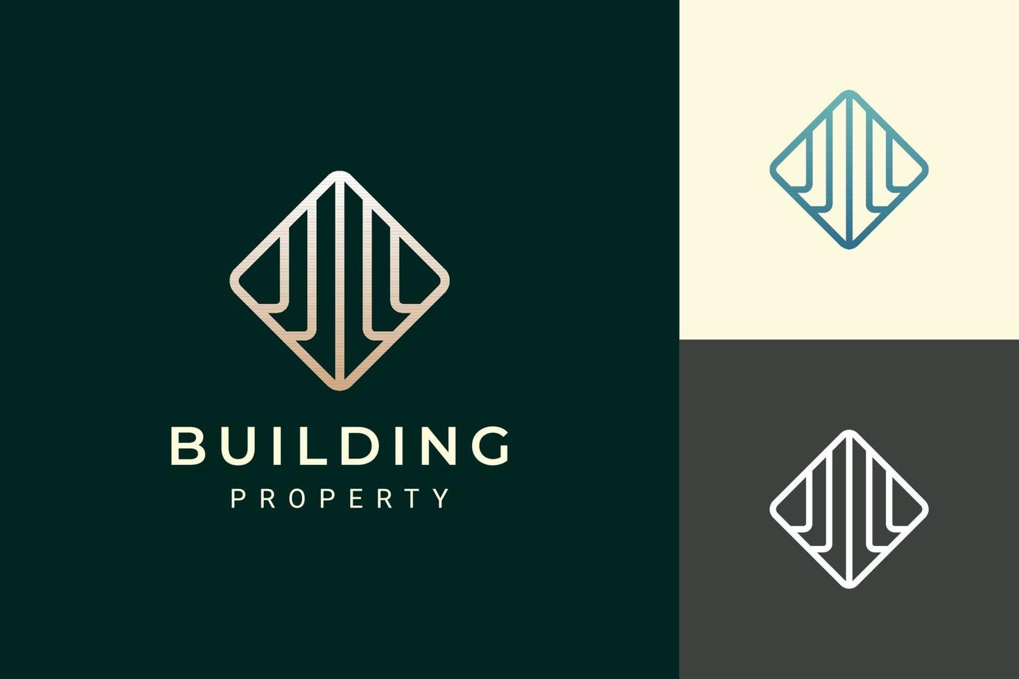 logotipo de imóveis ou apartamentos em formato de luxo e futurista vetor