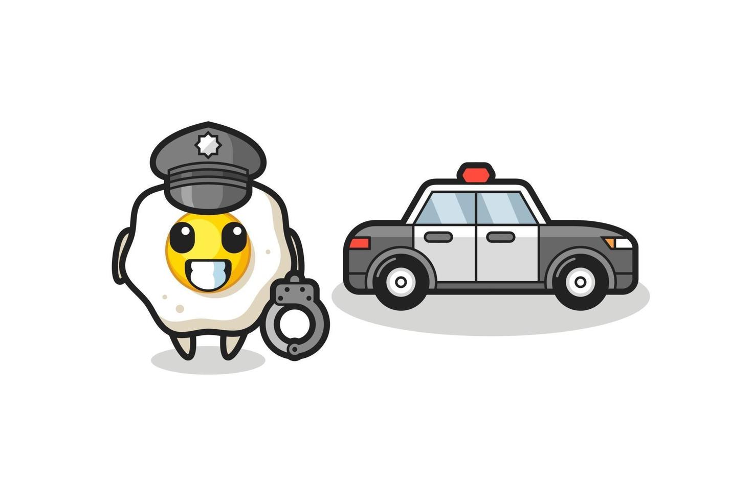 desenho animado mascote de ovo frito como policial vetor