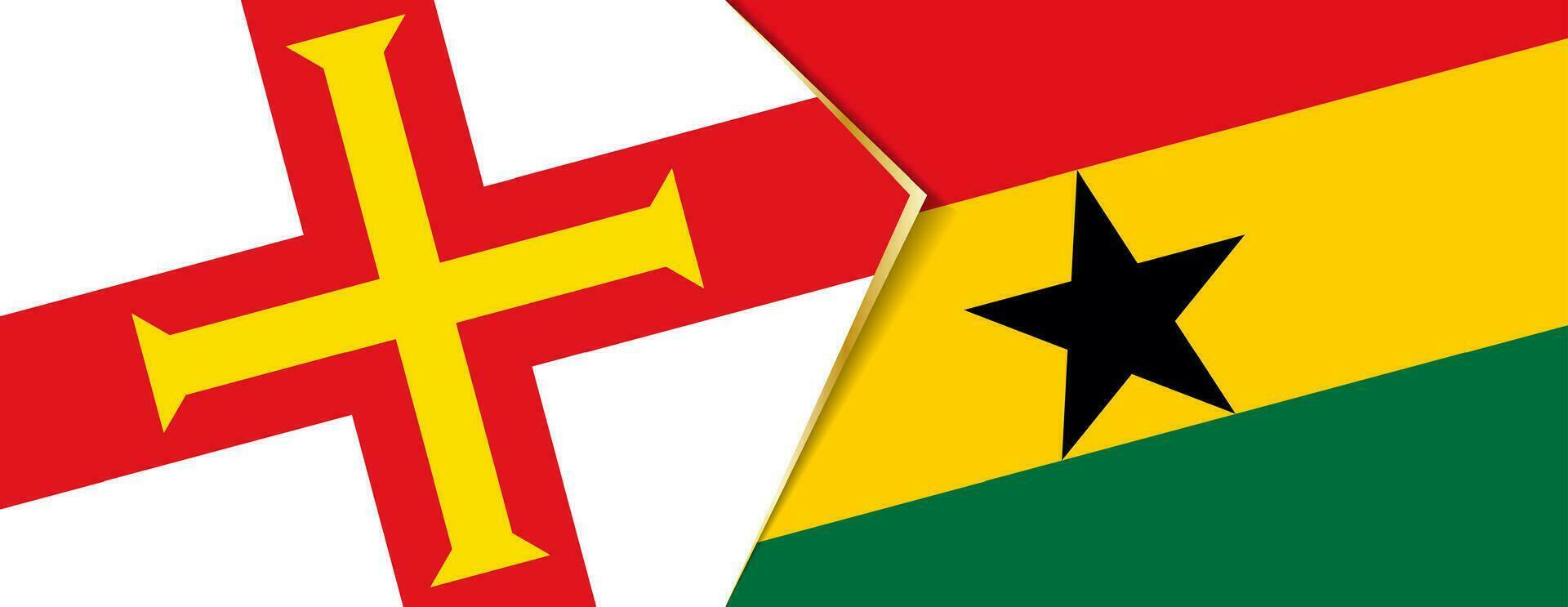 Guernsey e Gana bandeiras, dois vetor bandeiras.