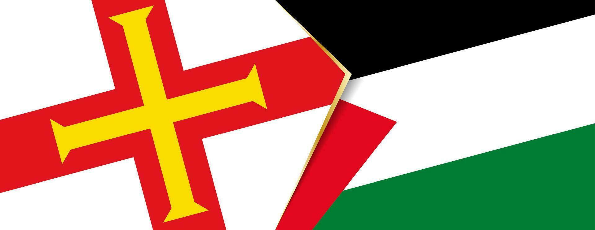 Guernsey e Palestina bandeiras, dois vetor bandeiras.