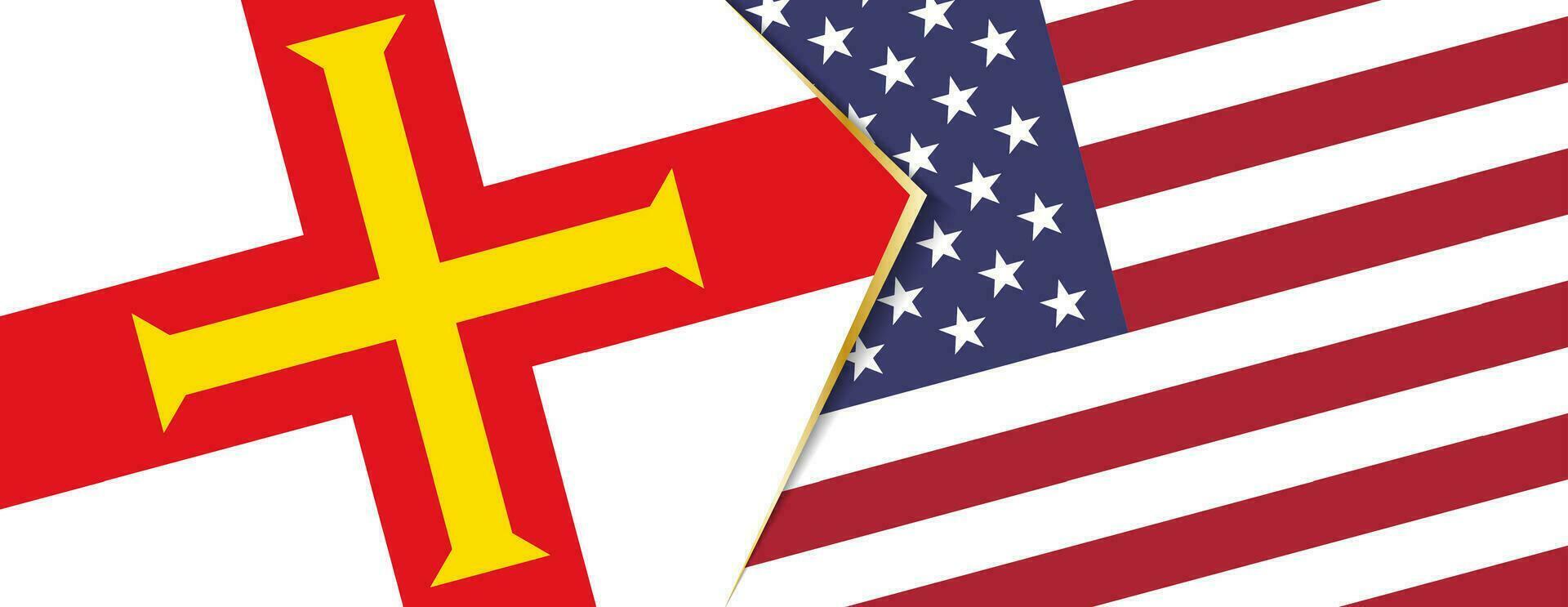Guernsey e EUA bandeiras, dois vetor bandeiras.