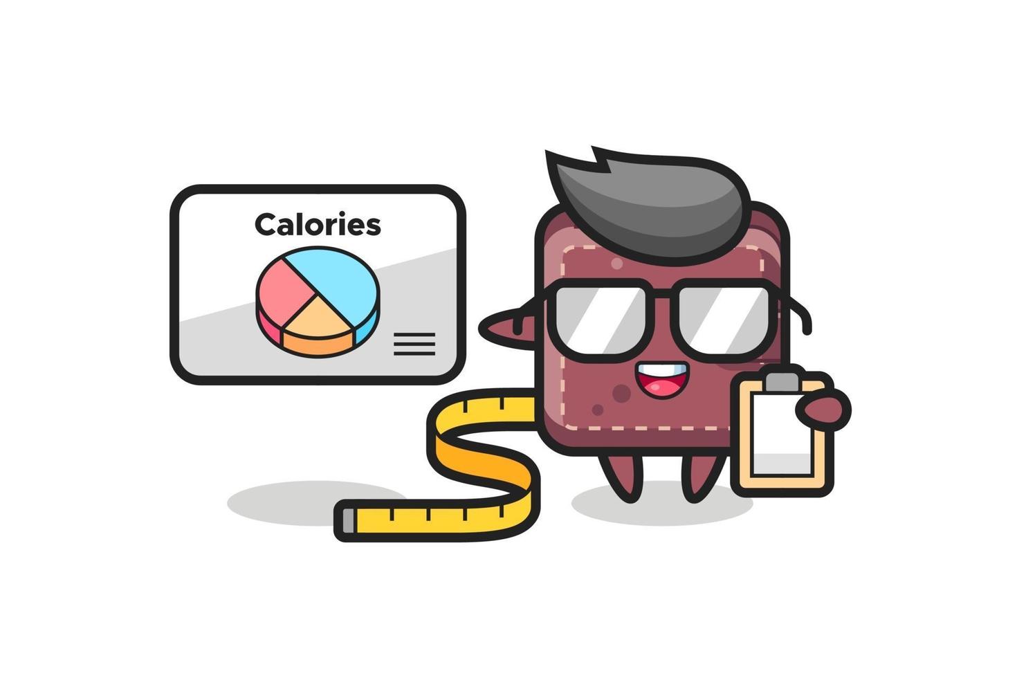 ilustração do mascote da carteira de couro como nutricionista vetor