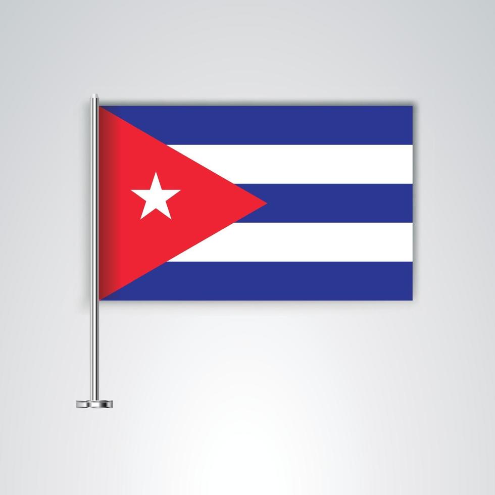 bandeira cuba com haste de metal vetor