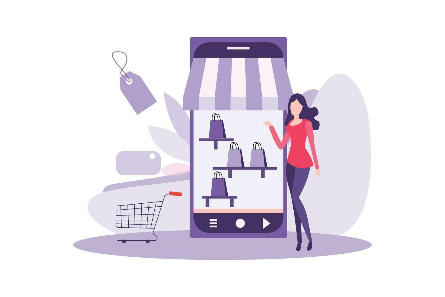 compras conectados onboarding aplicativo telas vetor