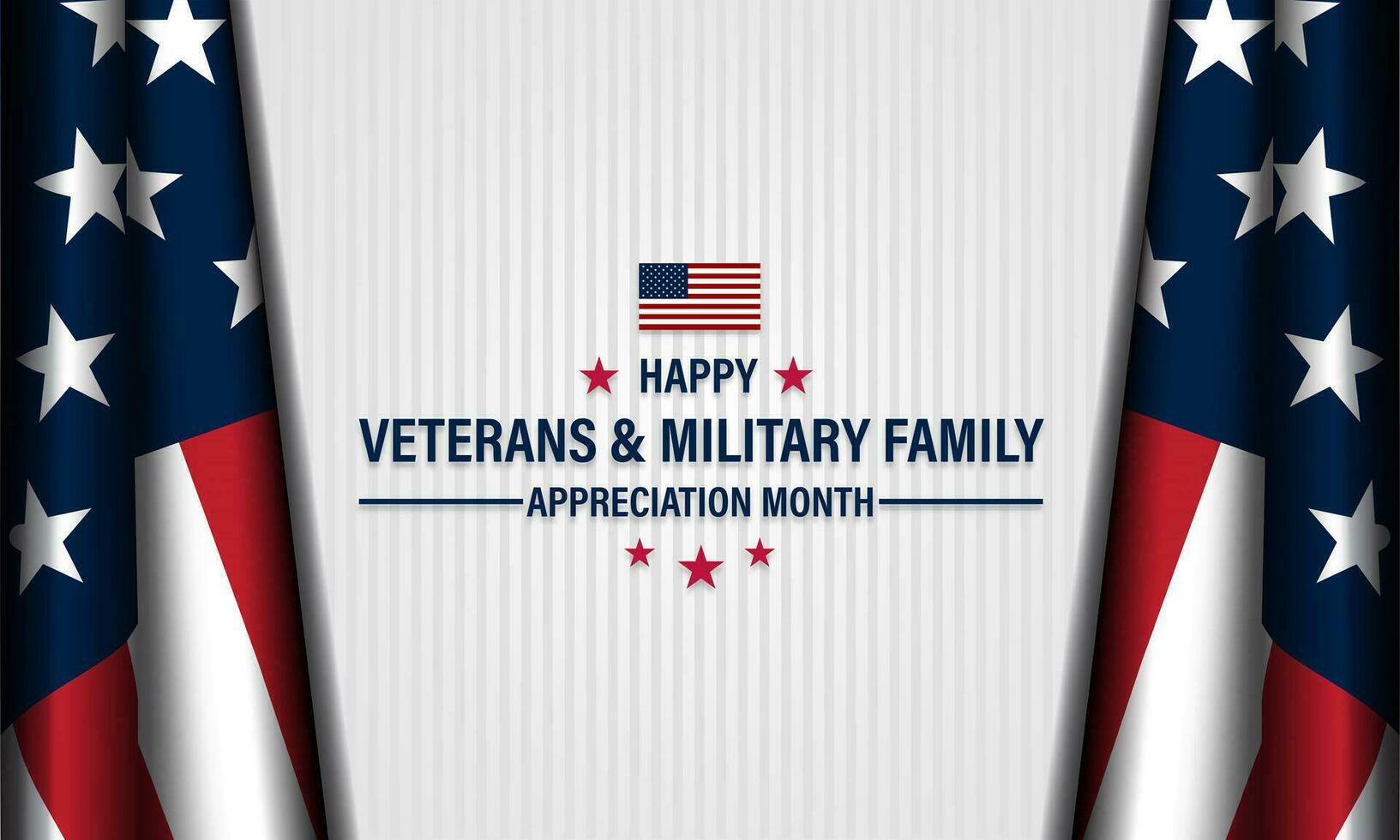 feliz nacional veteranos e militares família apreciação mês é novembro. fundo vetor ilustração