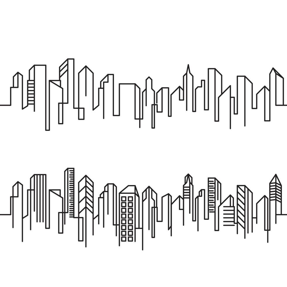 modelo de ilustração vetorial arte de linha de construção de cidade vetor