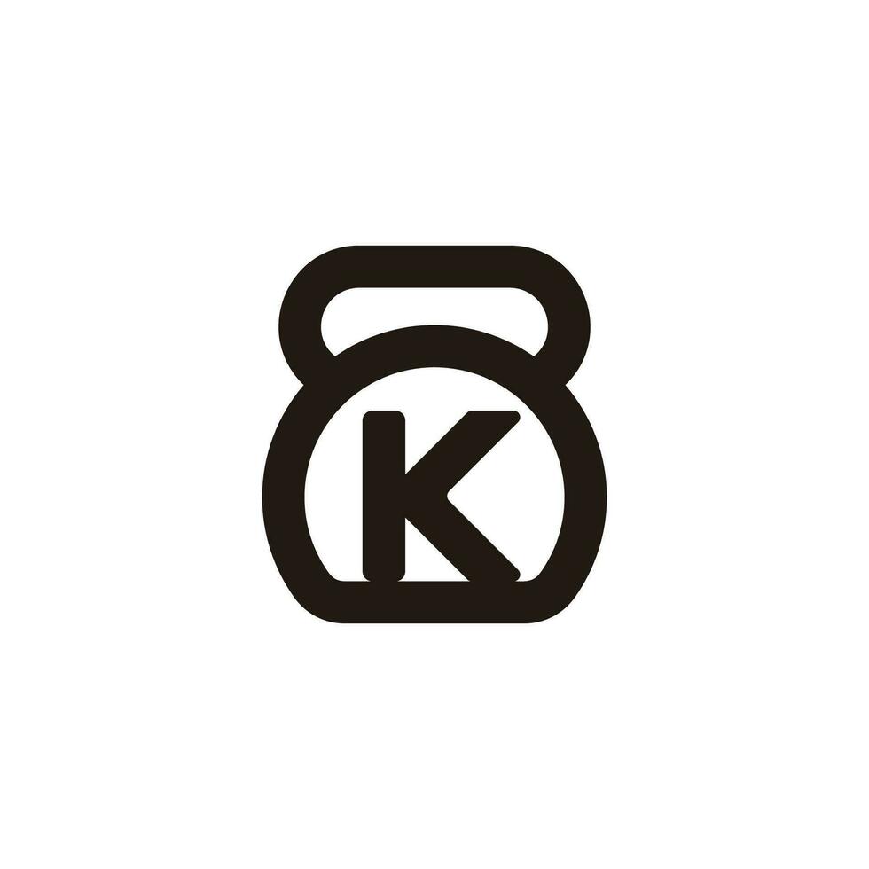 carta k dumbell simples silhueta logotipo vetor