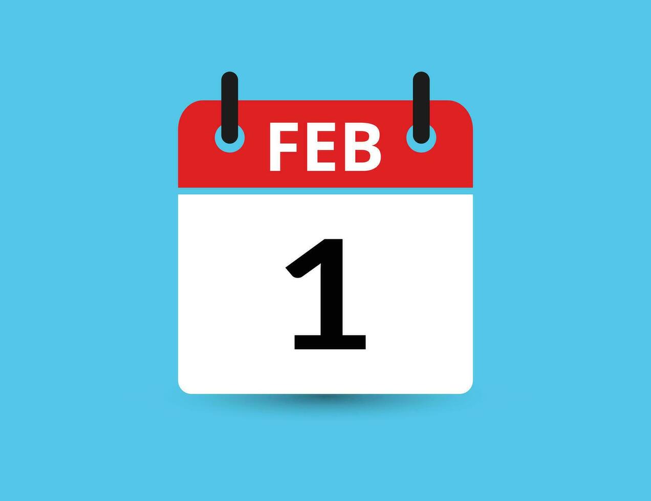 fevereiro 1. plano ícone calendário isolado em azul fundo. encontro e mês vetor ilustração