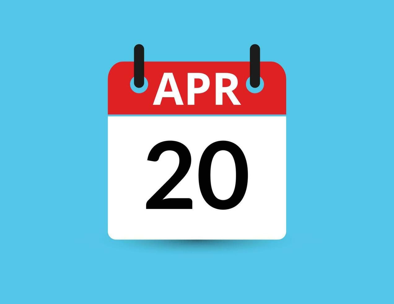 abril 20. plano ícone calendário isolado em azul fundo. encontro e mês vetor ilustração