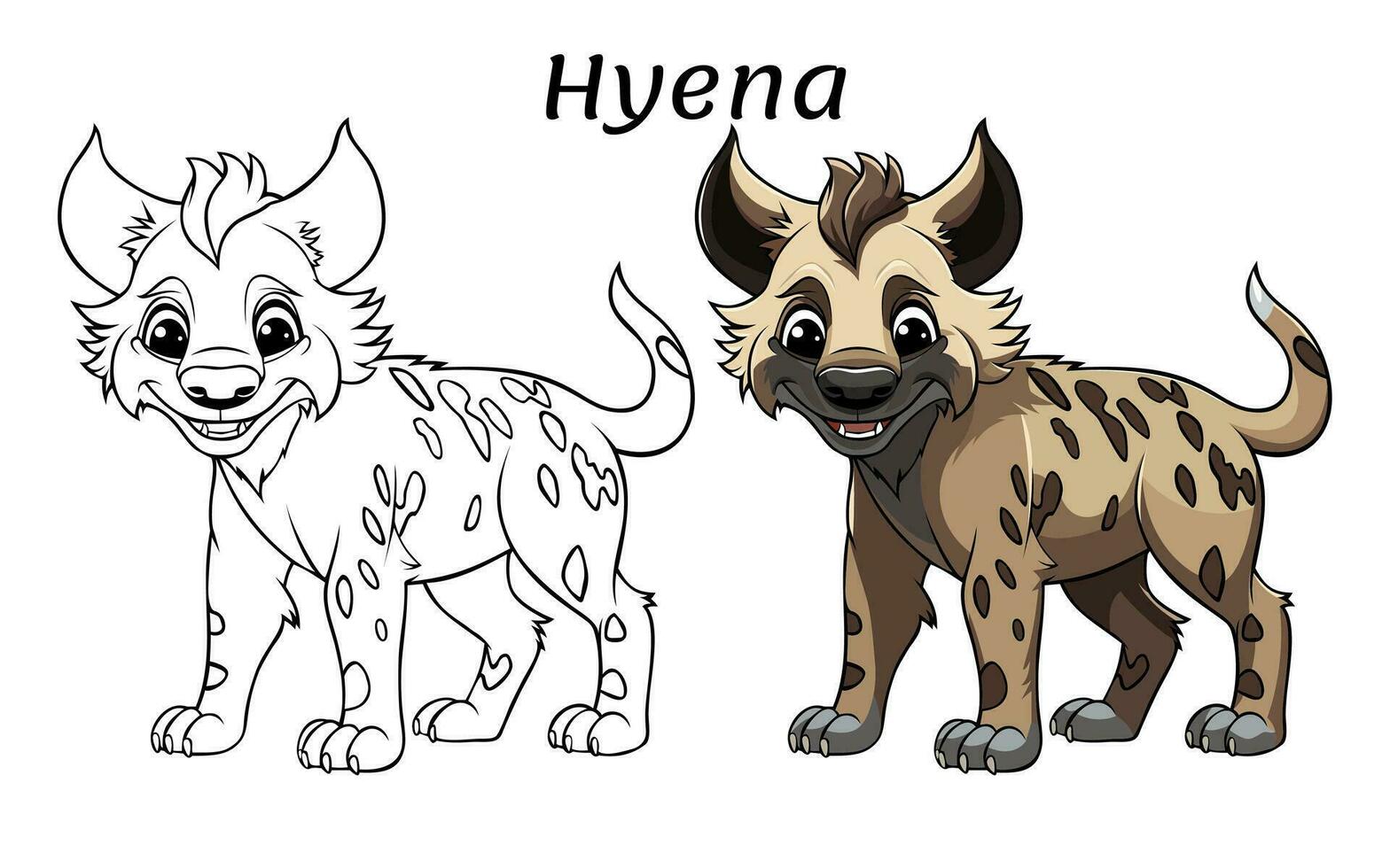 fofa hiena animal coloração livro ilustração vetor
