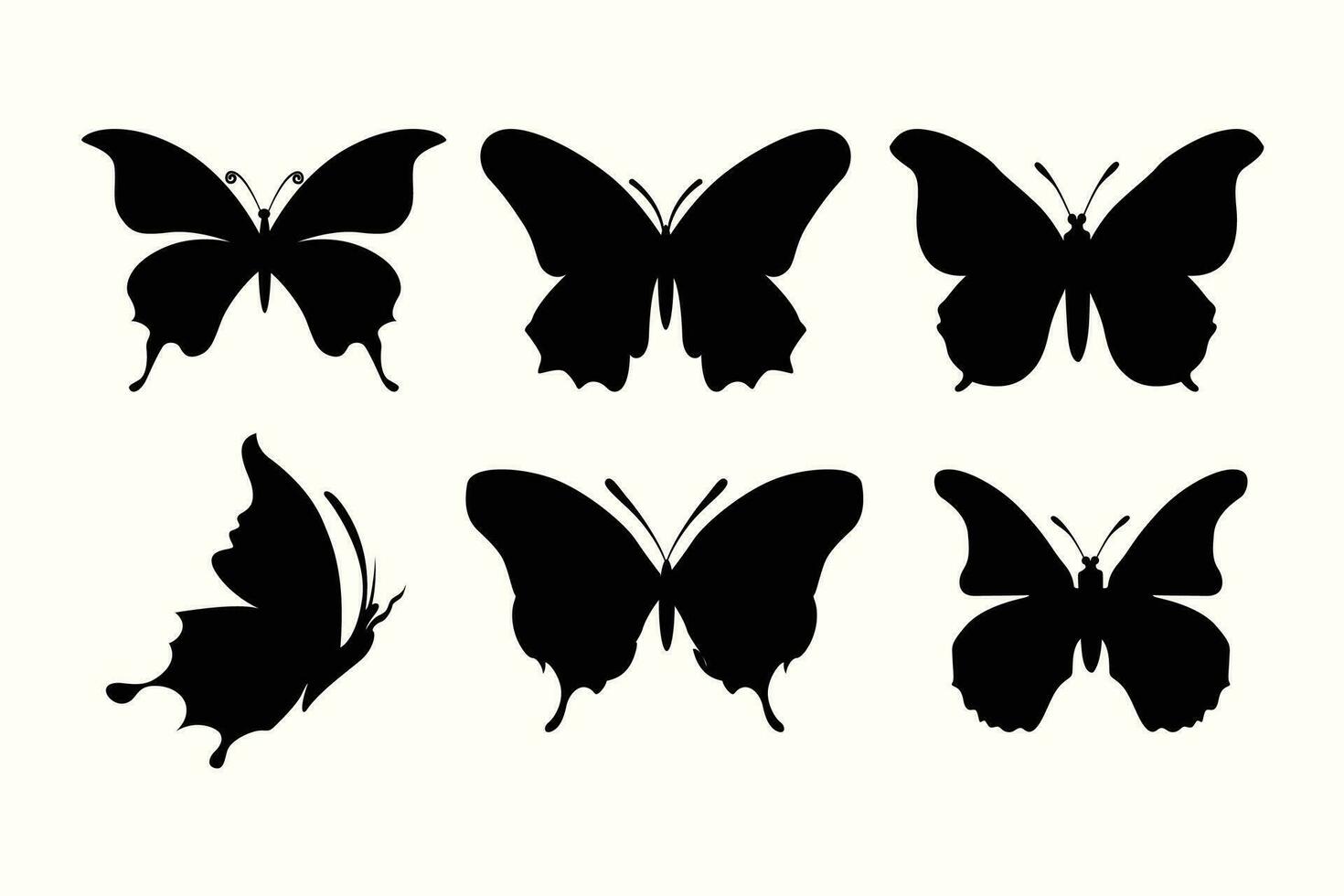 Preto e branco vetor imagem do uma vôo borboleta silhueta para tatuagem cartões.