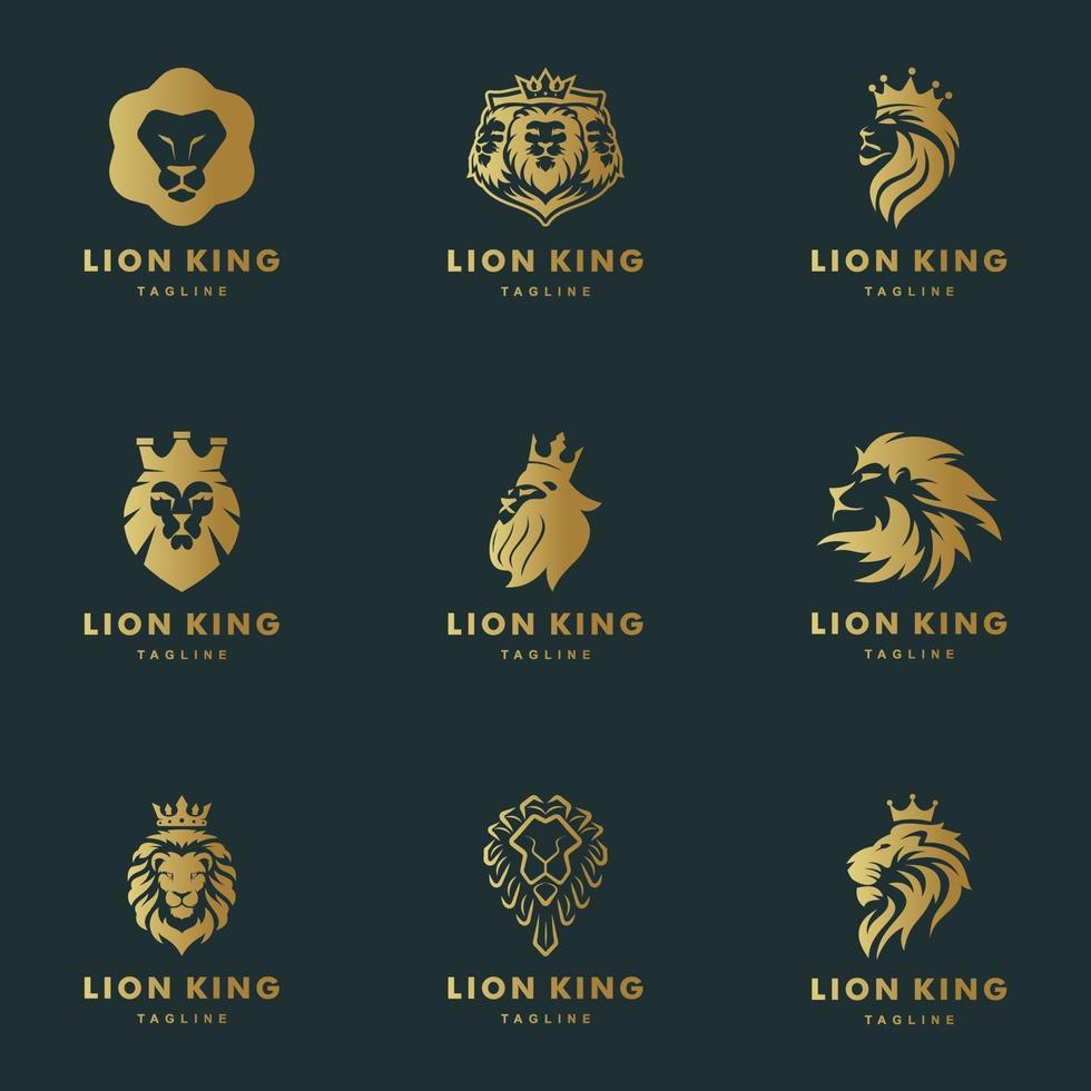 mascote cabeça de leão logotipo de leão definido ícone ilustração vetorial design vetor