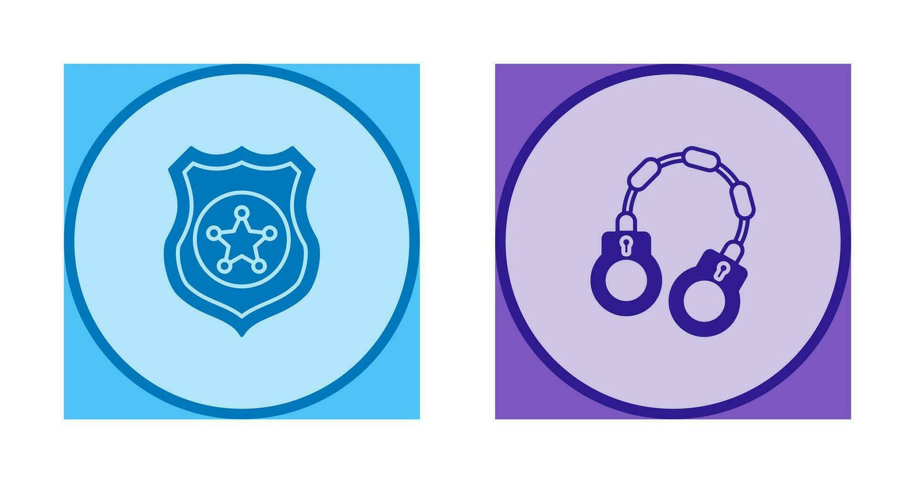 polícia escudo e algema ícone vetor