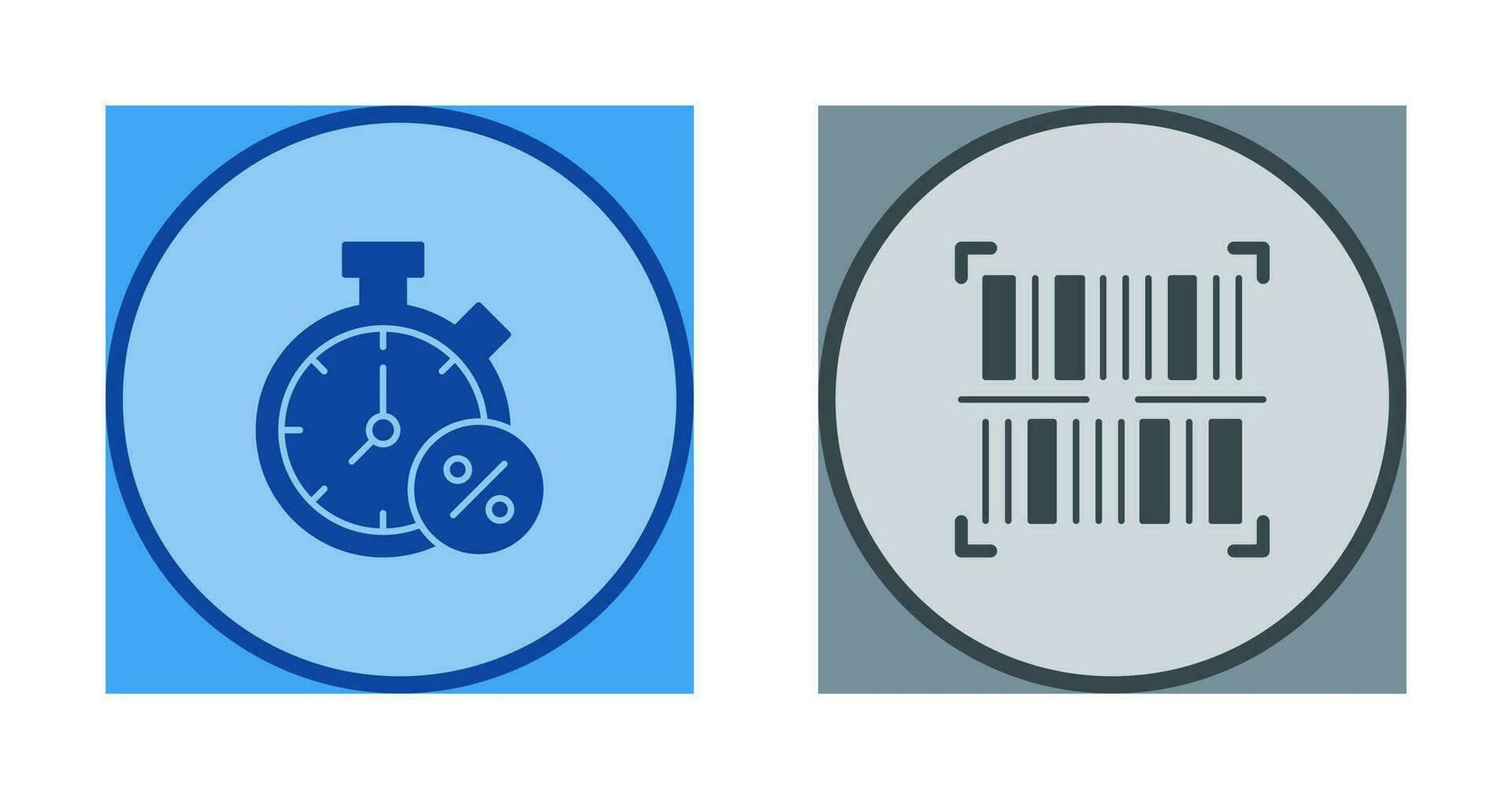 cronômetro e código de barras ícone vetor