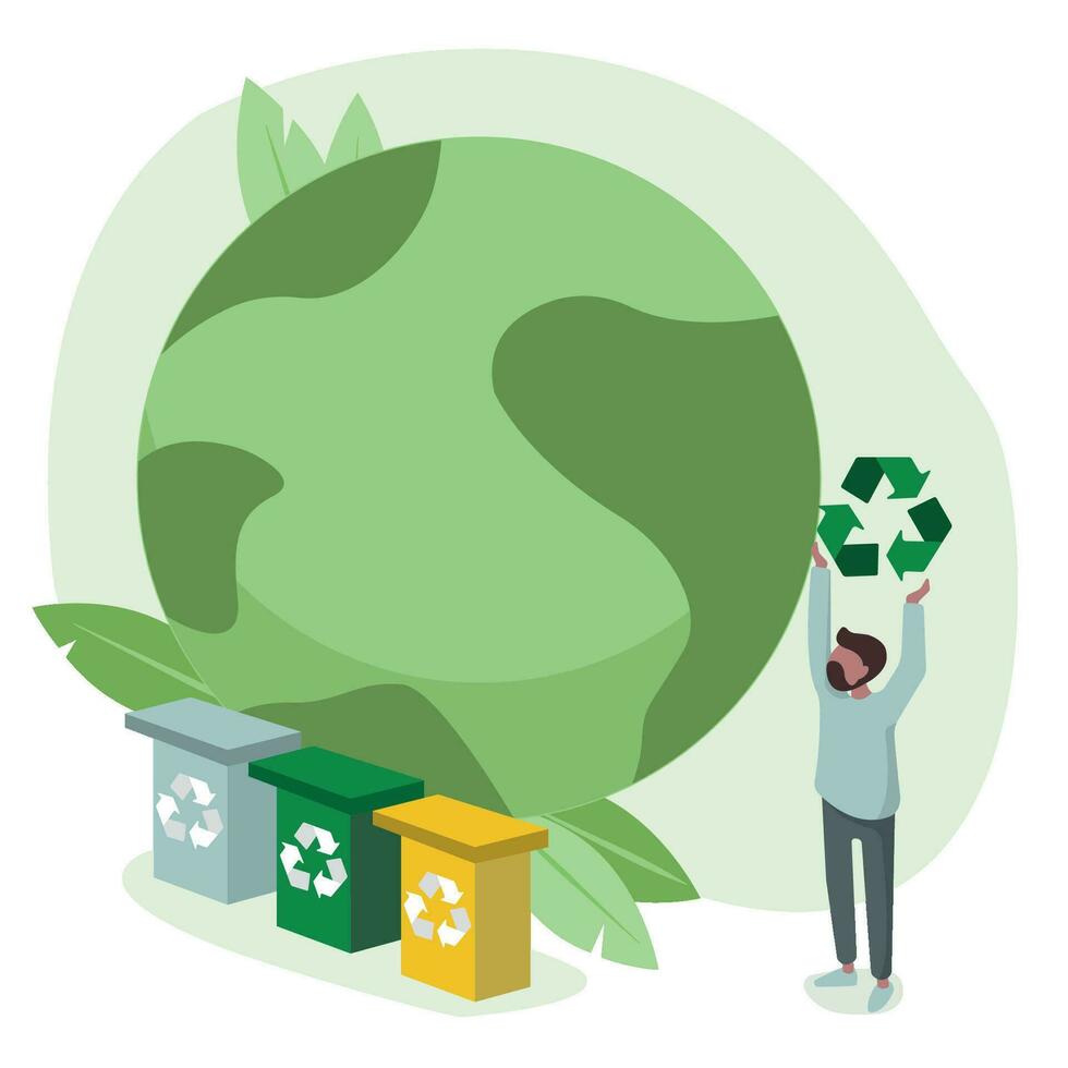 sustentabilidade ilustração. reduzir, reuso, reciclar e zero desperdício. ambiental, social e corporativo governança conceito vetor