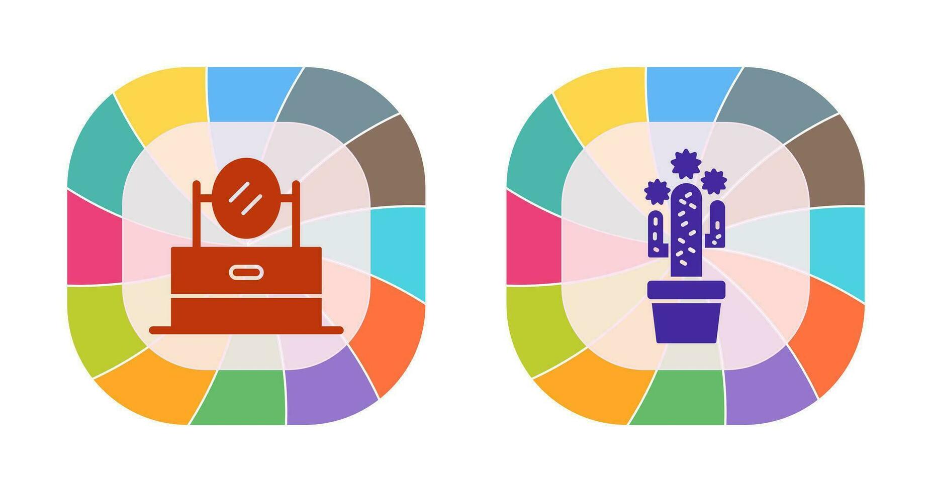 vaidade espelho e cacto ícone vetor
