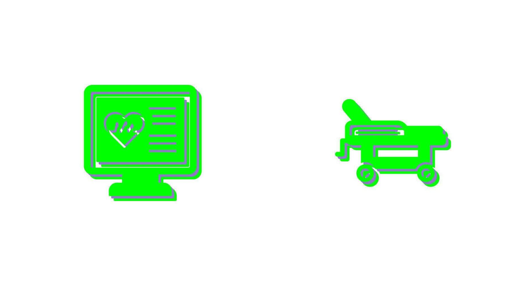 cardiograma e hospital cama ícone vetor