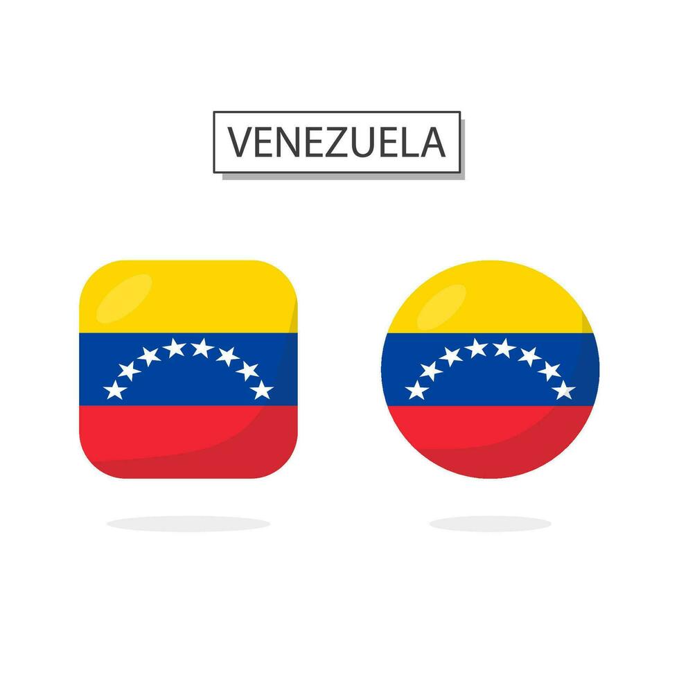 bandeira do Venezuela 2 formas ícone 3d desenho animado estilo. vetor