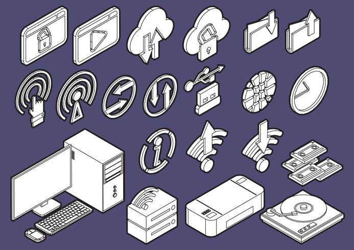 ilustração do conceito de conjunto de ícones gráficos de computador de informação vetor