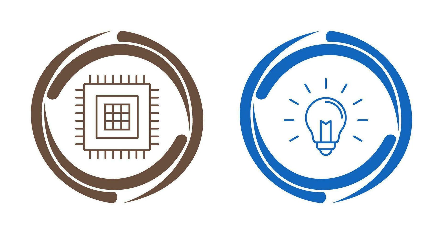 processador e luz lâmpada ícone vetor