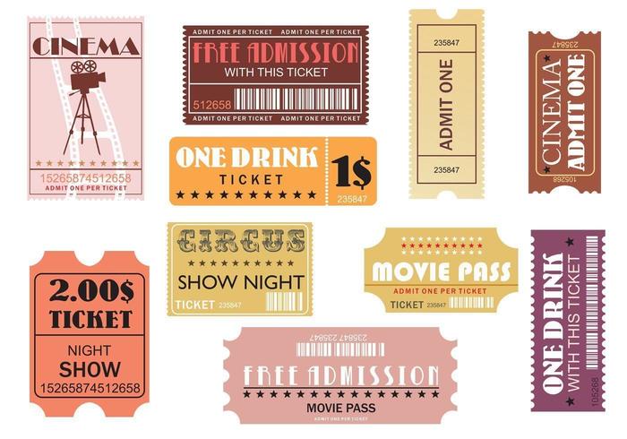 Pacote de vetores de bilhetes para filmes e eventos