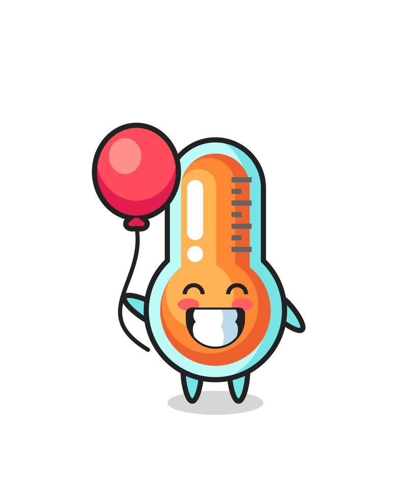ilustração do mascote do termômetro jogando balão vetor