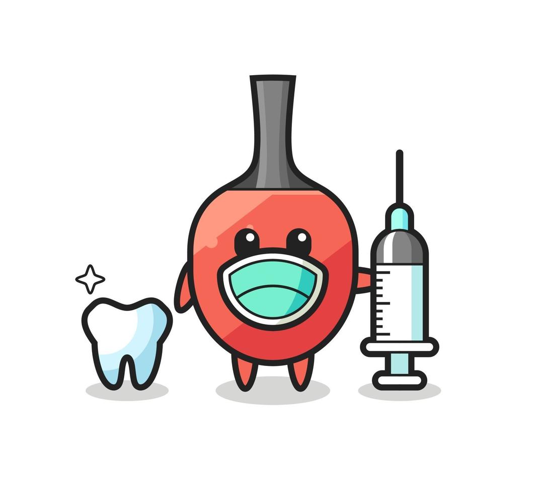 personagem mascote da raquete de tênis de mesa como dentista vetor