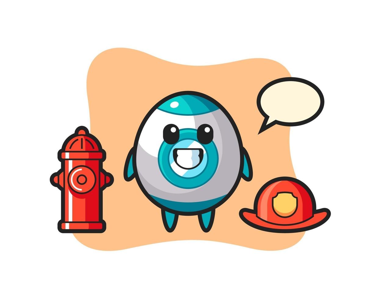 personagem mascote do foguete como bombeiro vetor