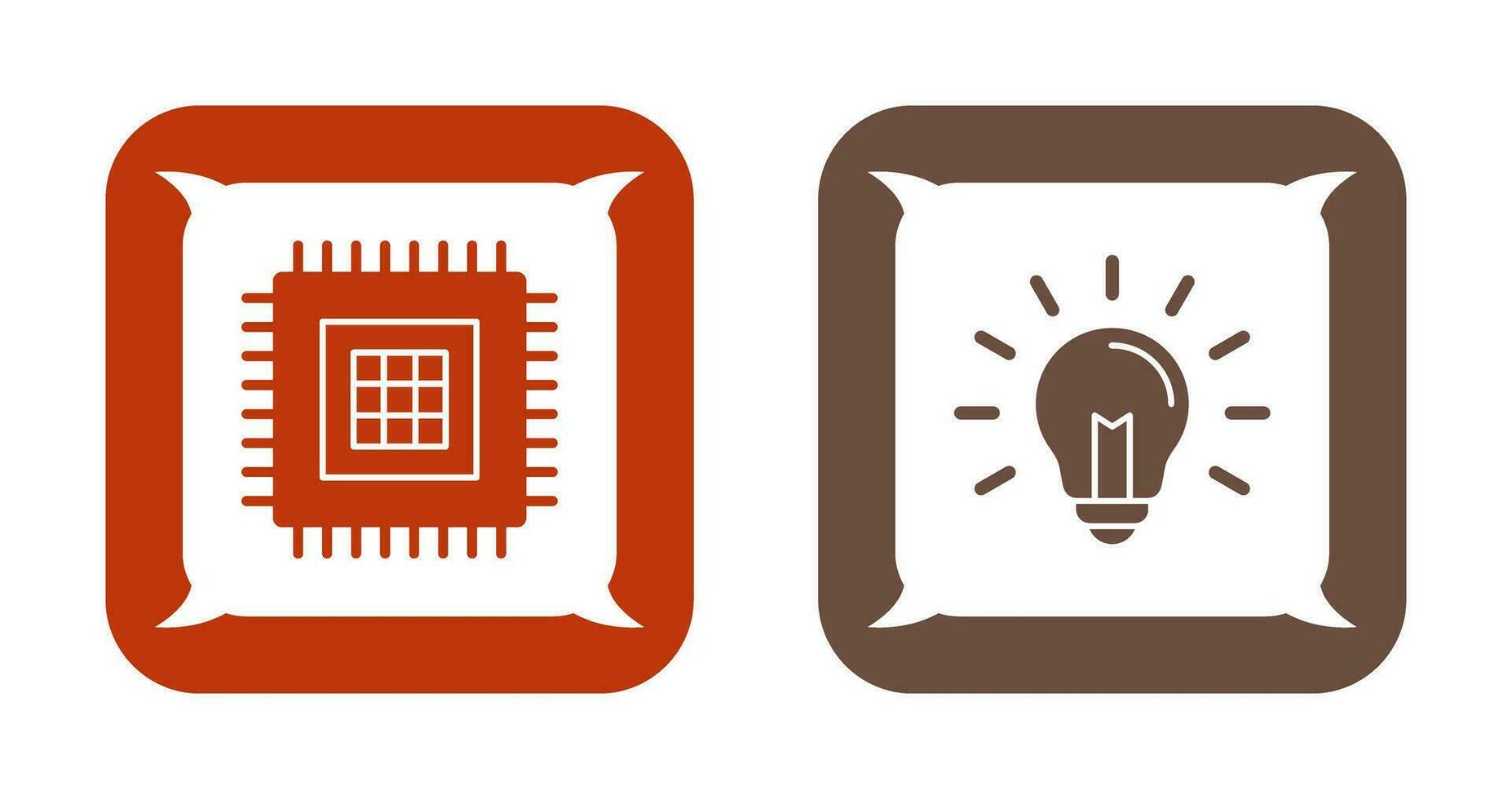 processador e luz lâmpada ícone vetor