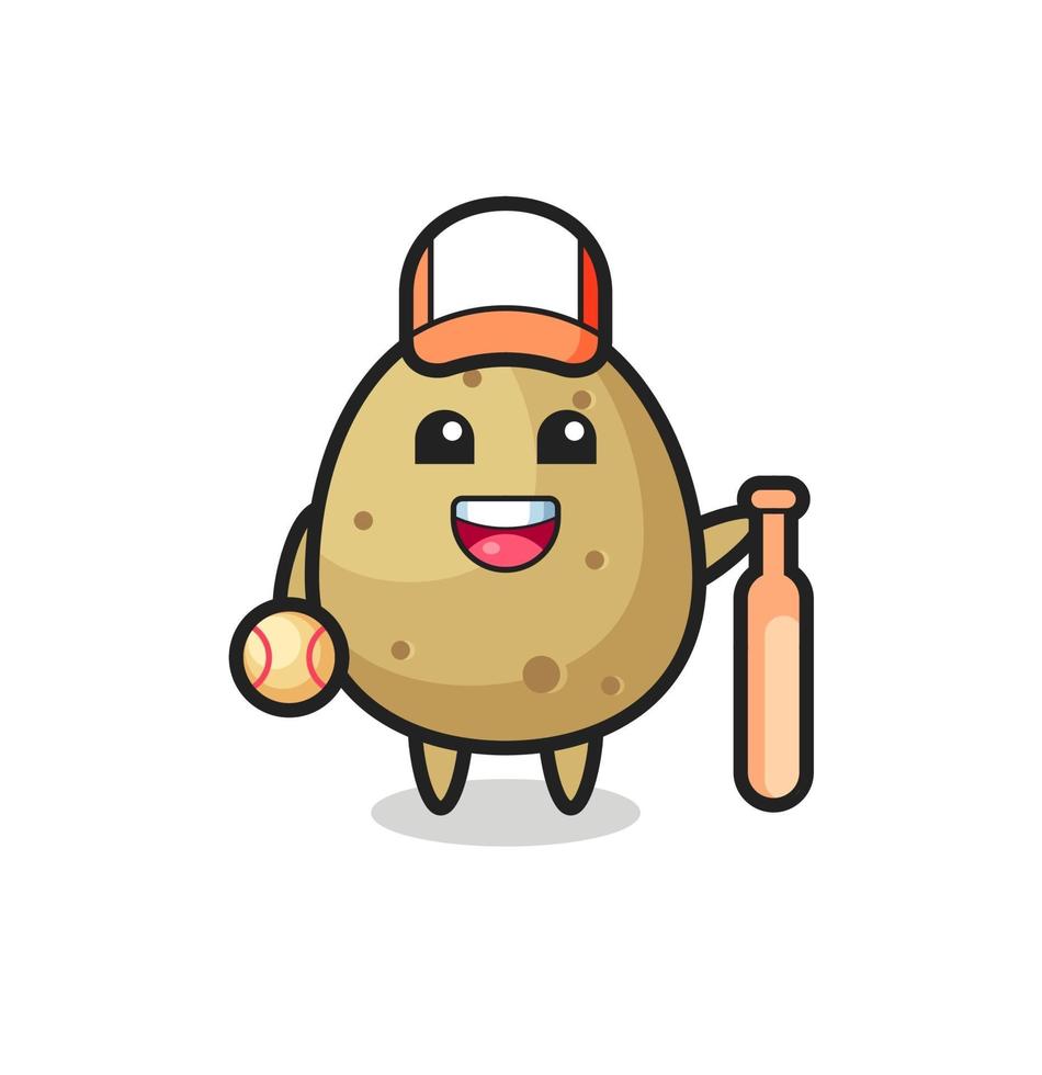 personagem de desenho animado de batata como jogador de beisebol vetor