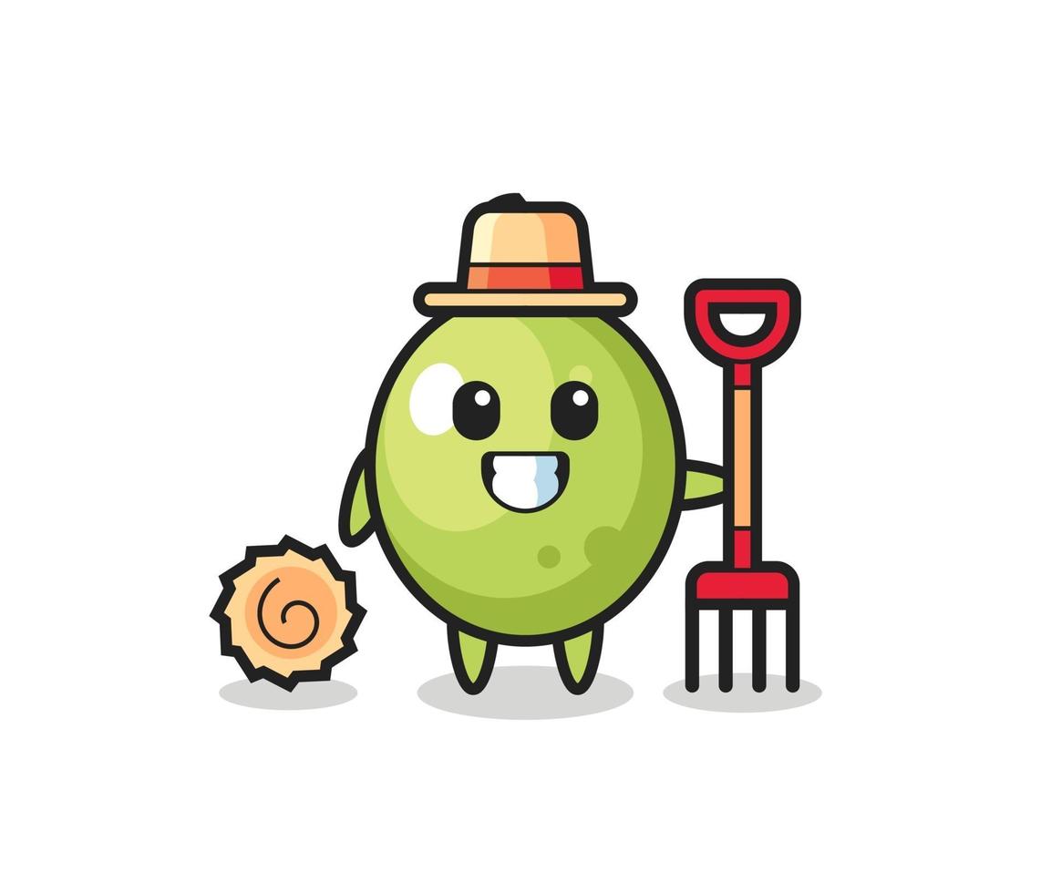 personagem mascote da oliveira como agricultor vetor