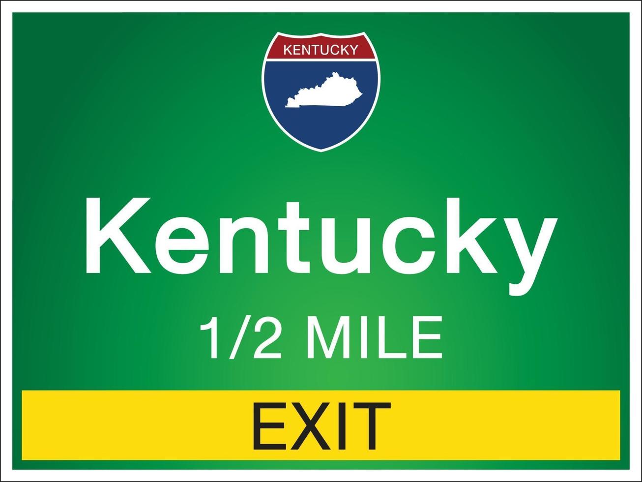 sinais de rodovia antes da saída para informações e mapas do estado de Kentucky vetor