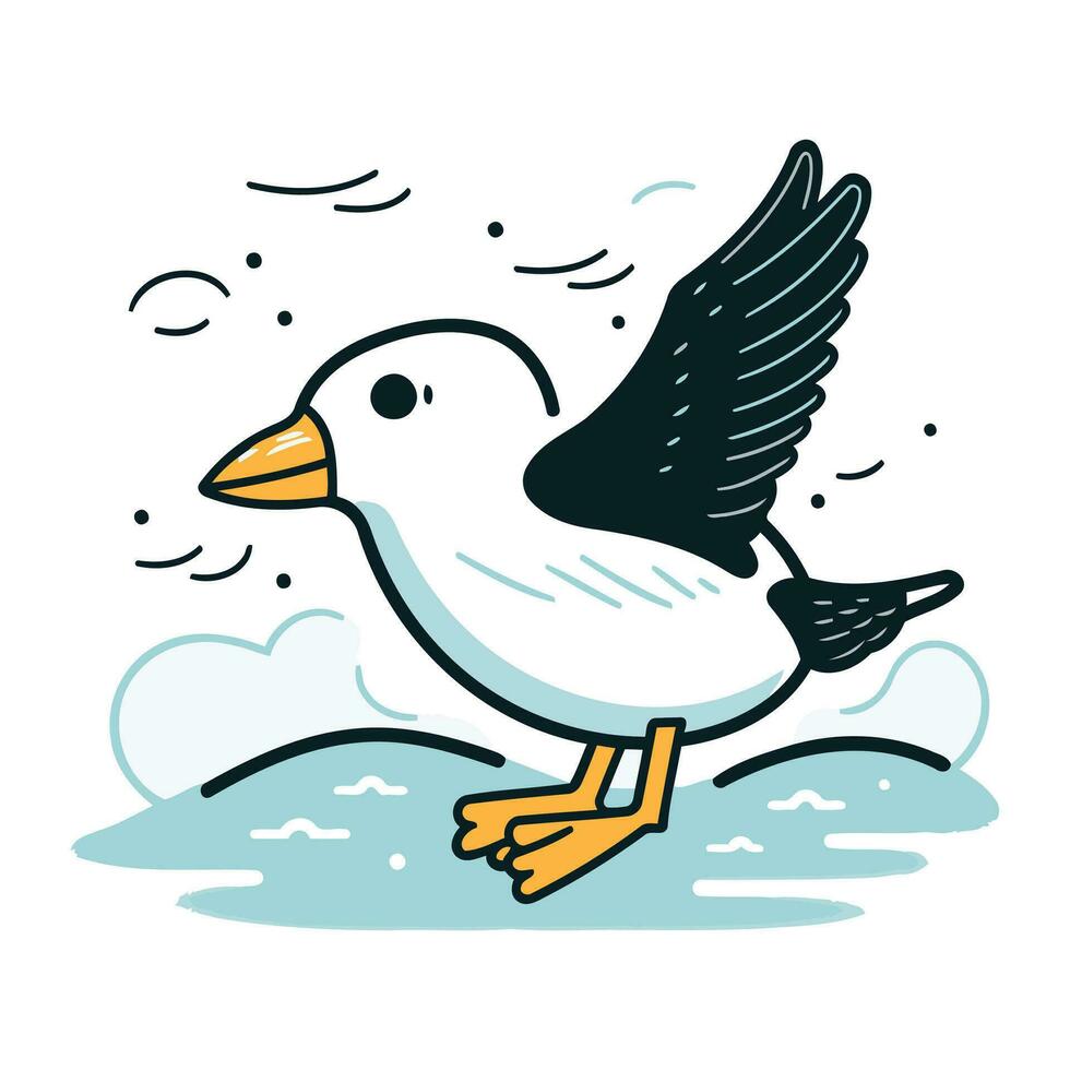 vetor ilustração do uma vôo gaivota em uma branco fundo.