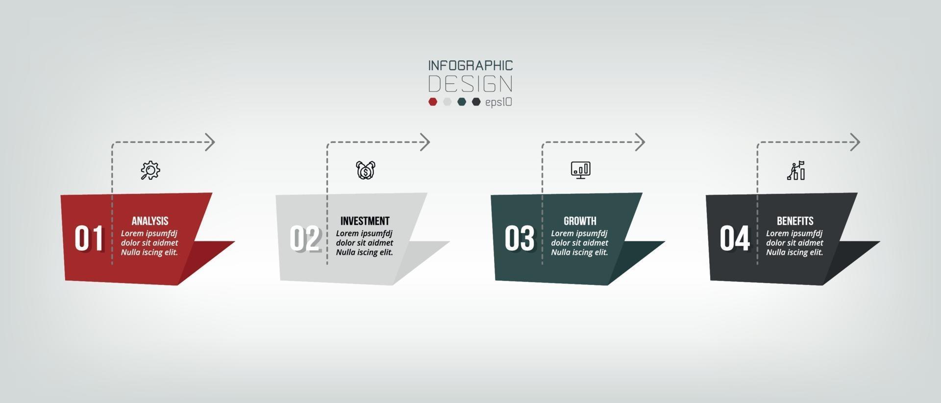 modelo de infográfico de negócios com projeto de etapa ou opção. vetor