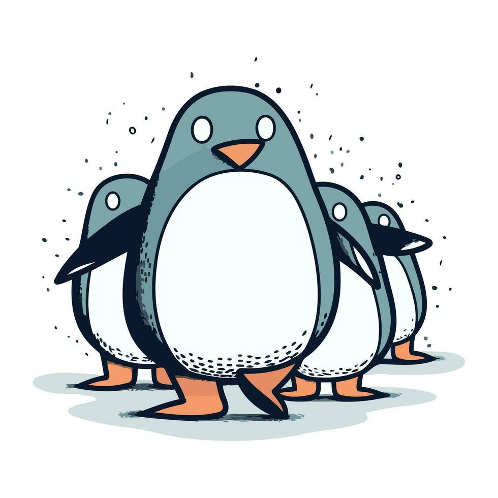 pinguim família. fofa desenho animado pinguim. vetor ilustração.