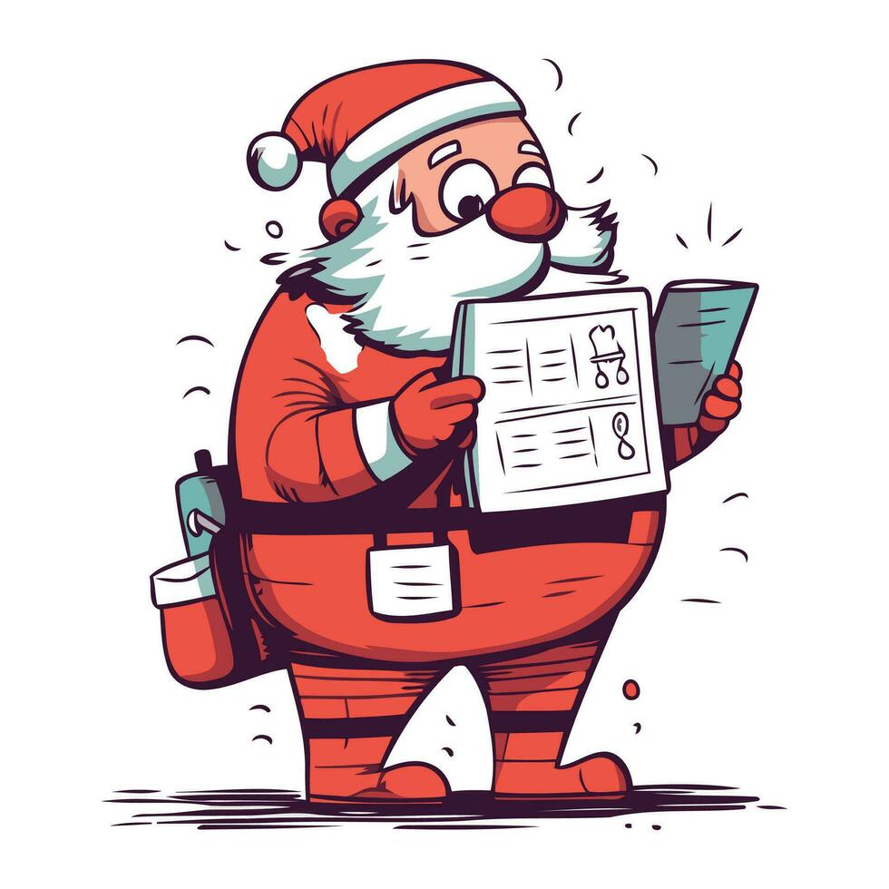 santa claus com uma tábua. vetor ilustração do uma santa noel.