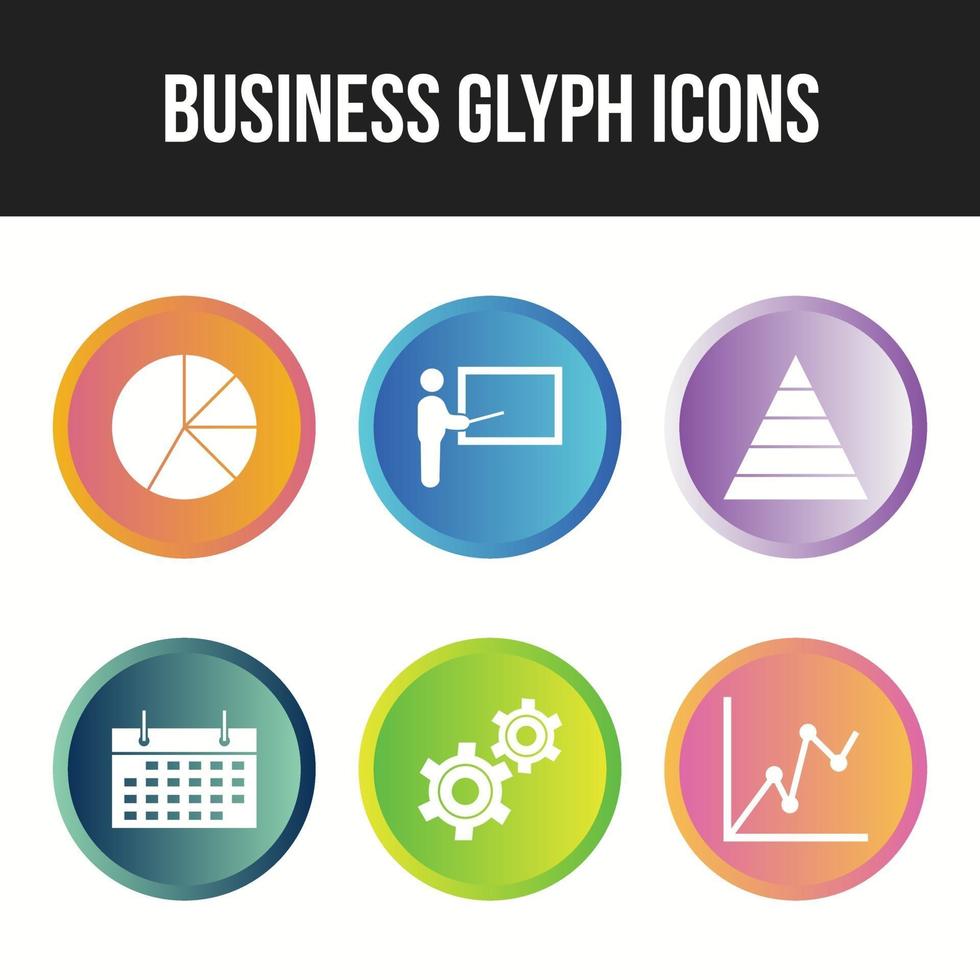Conjunto de ícones de vetor de negócios exclusivos de 6 glifos