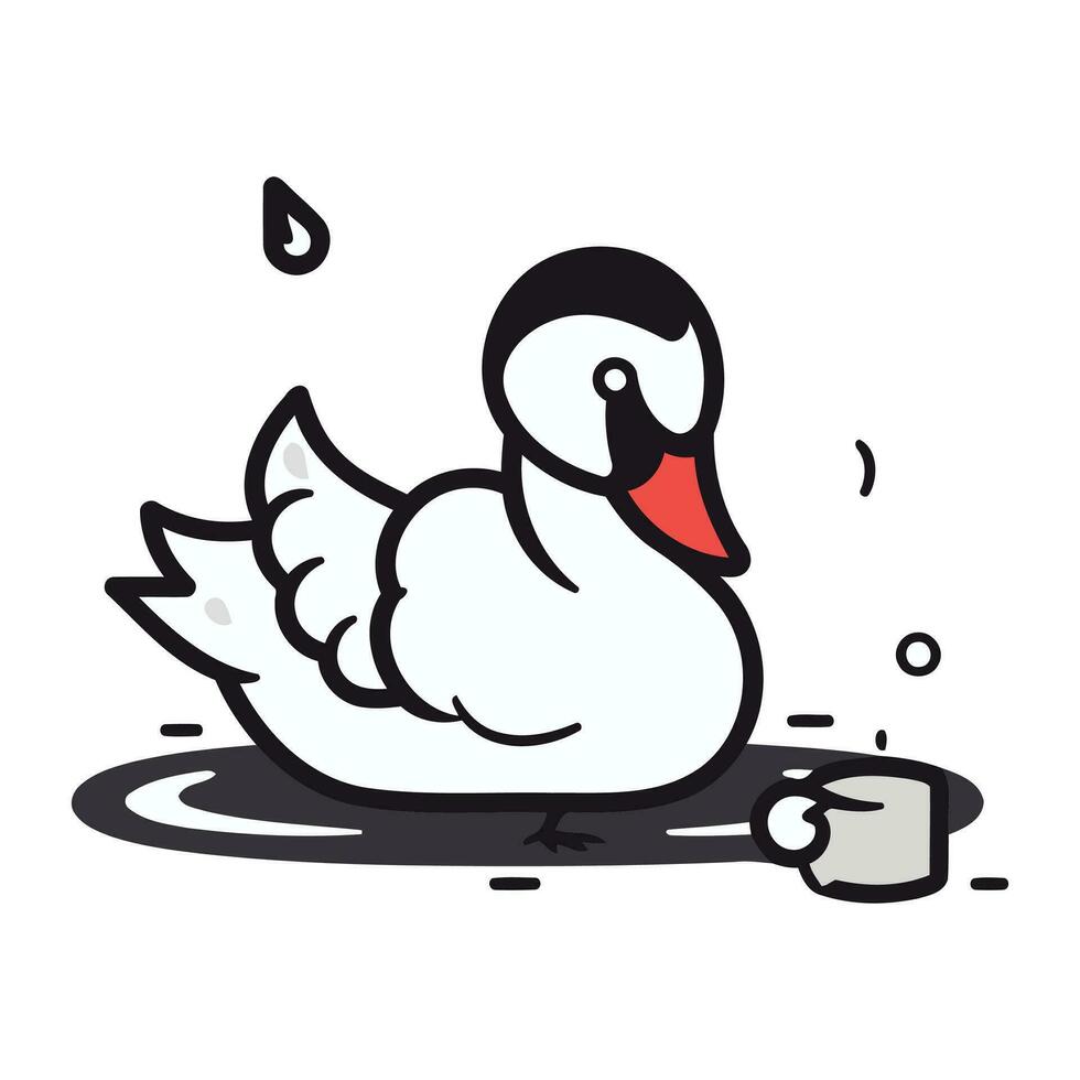 ilustração do uma Pato com uma copo do café em uma branco fundo vetor