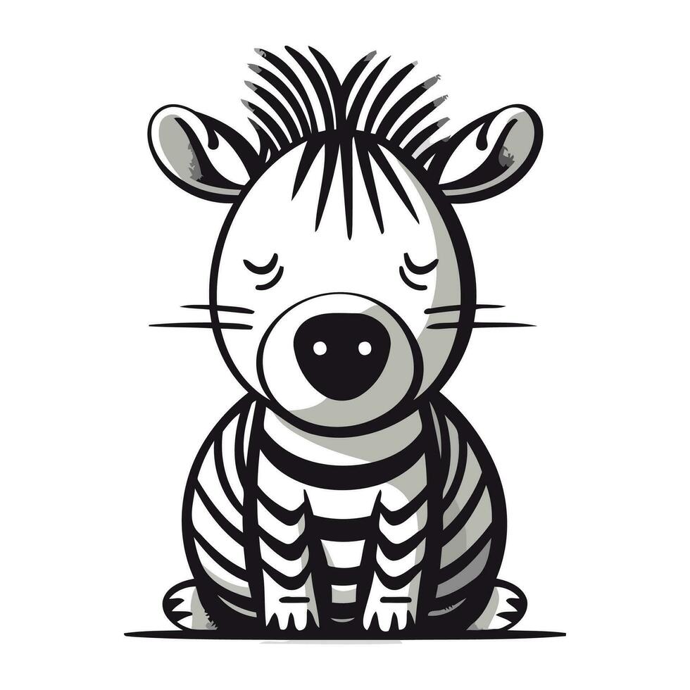 zebra vetor ilustração. fofa desenho animado zebra isolado em branco fundo.