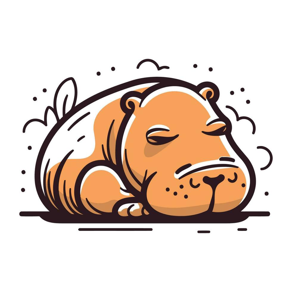 hipopótamo dormindo em a chão. vetor ilustração isolado em branco fundo.