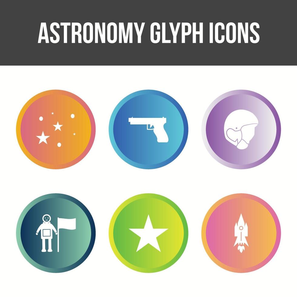 conjunto exclusivo de ícones de vetor de astronomia glyp