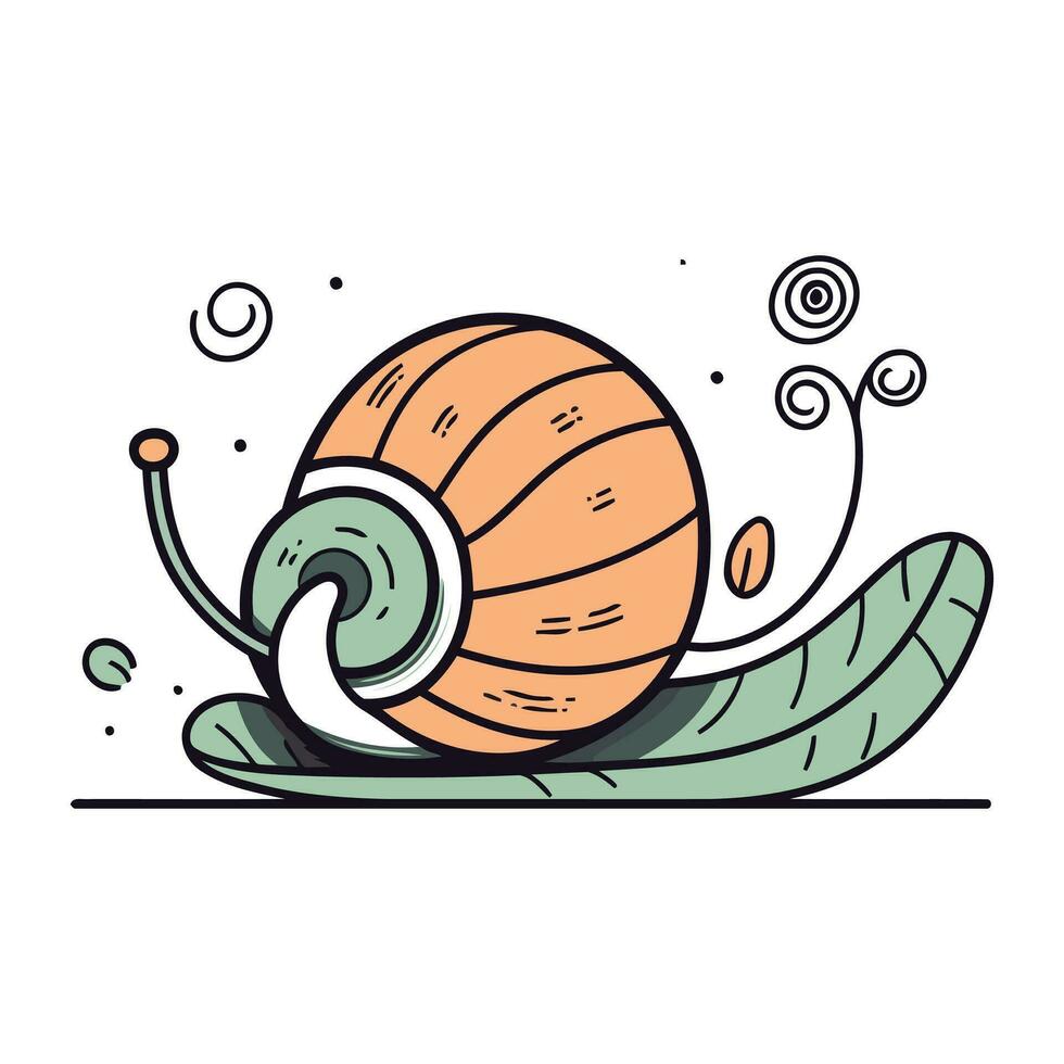 desenho animado Caracol em uma branco fundo. vetor ilustração dentro uma plano estilo.