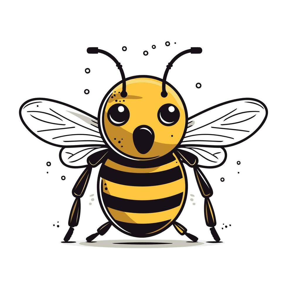 fofa desenho animado abelha personagem. vetor ilustração em uma branco fundo.