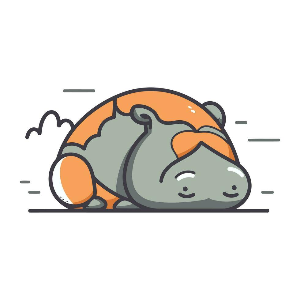 fofa hipopótamo dormindo. vetor ilustração dentro linha estilo.