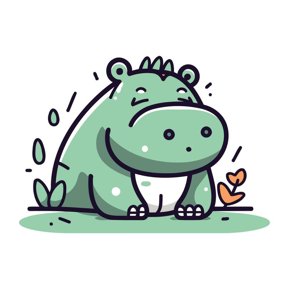 fofa hipopótamo. vetor ilustração do uma desenho animado hipopótamo.