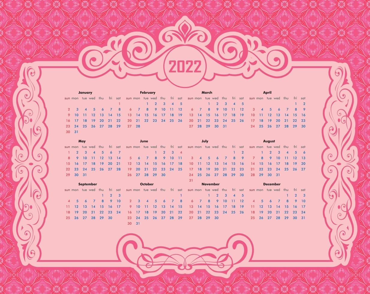 design do calendário vintage 2022 vetor