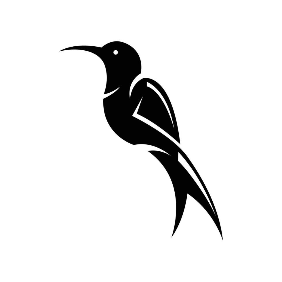 ilustração em vetor preto de um pequeno lindo pássaro